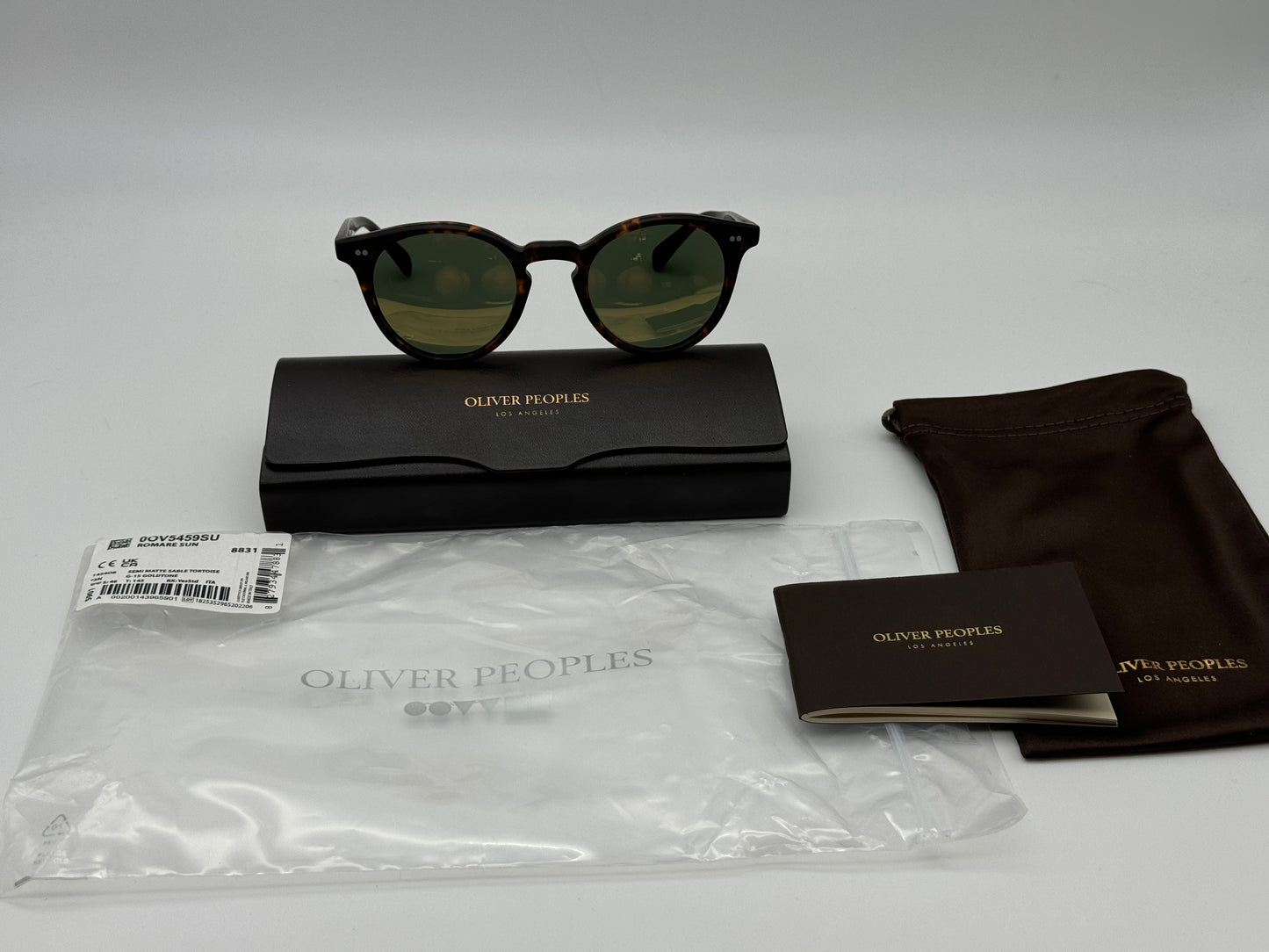 Oliver Peoples Romare 48mm Semi Matte Sable Tortoise/ G 15 Goldtone OV 5459 145408 Italy NEW