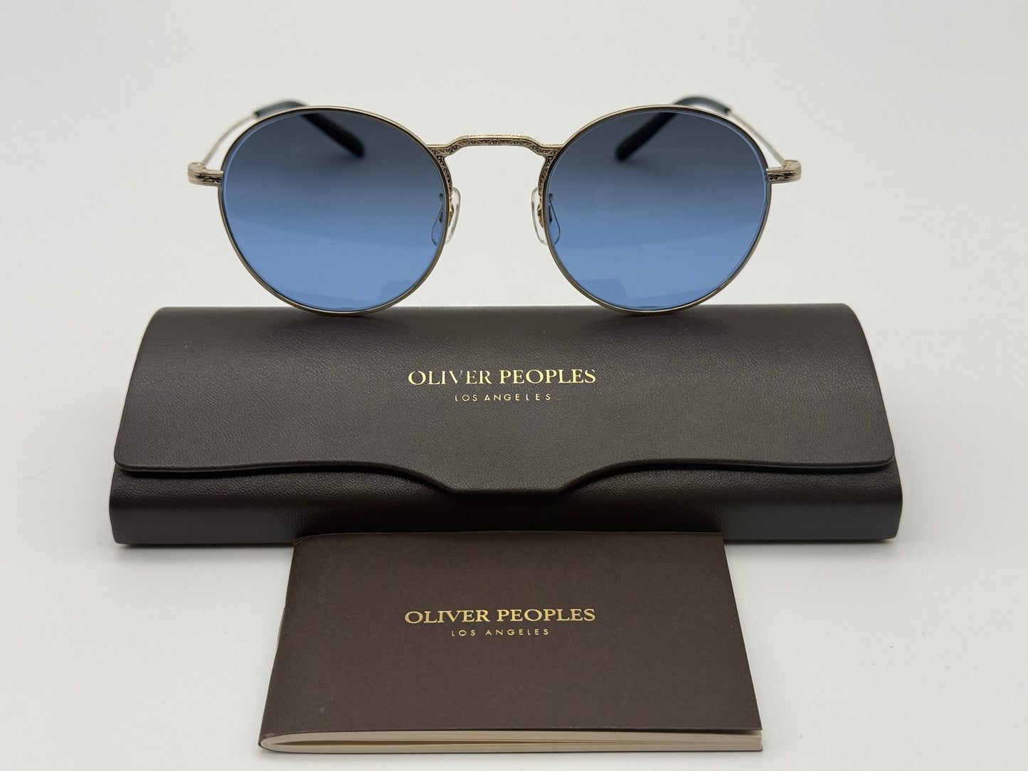 Oliver Peoples WESLIE SUN  49mm OV 1282ST Gold/Dark Azure Shaded Polarized Titanium Japan NEW