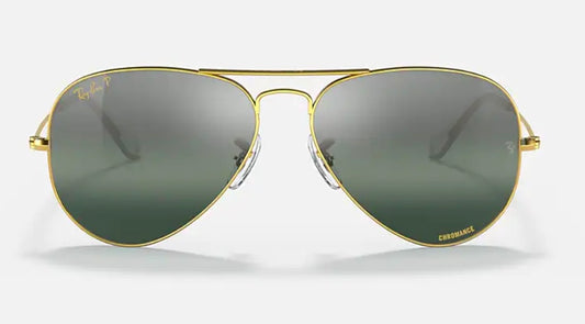 Ray-Ban Aviator 55mm RB 3025 Chromance Gold / Silver  9196 G6 Italy NEW