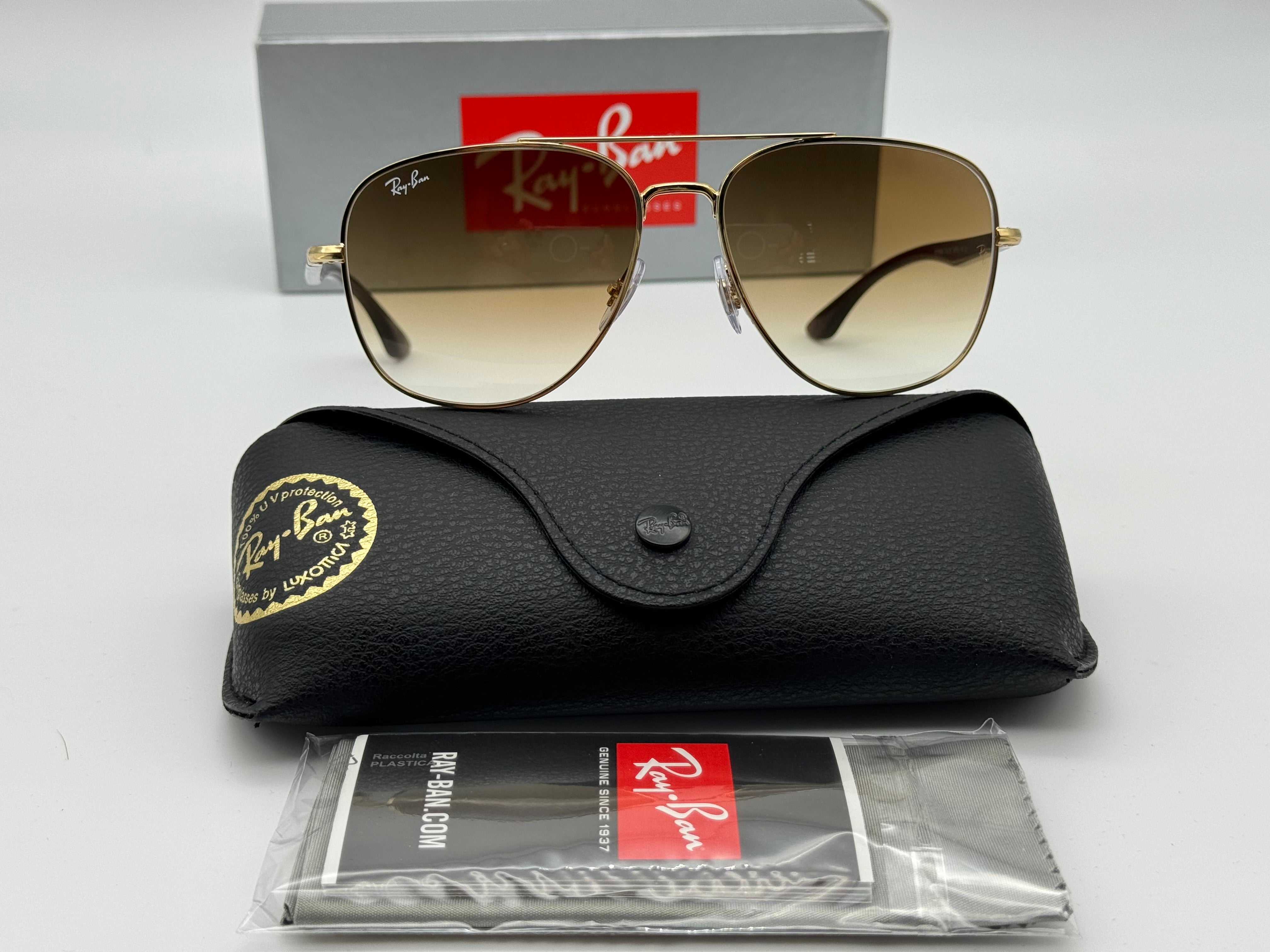 Ray Ban RB 3683 56mm Gold Clear Gradient Brown 001 51 Italy New Small Factory Defect