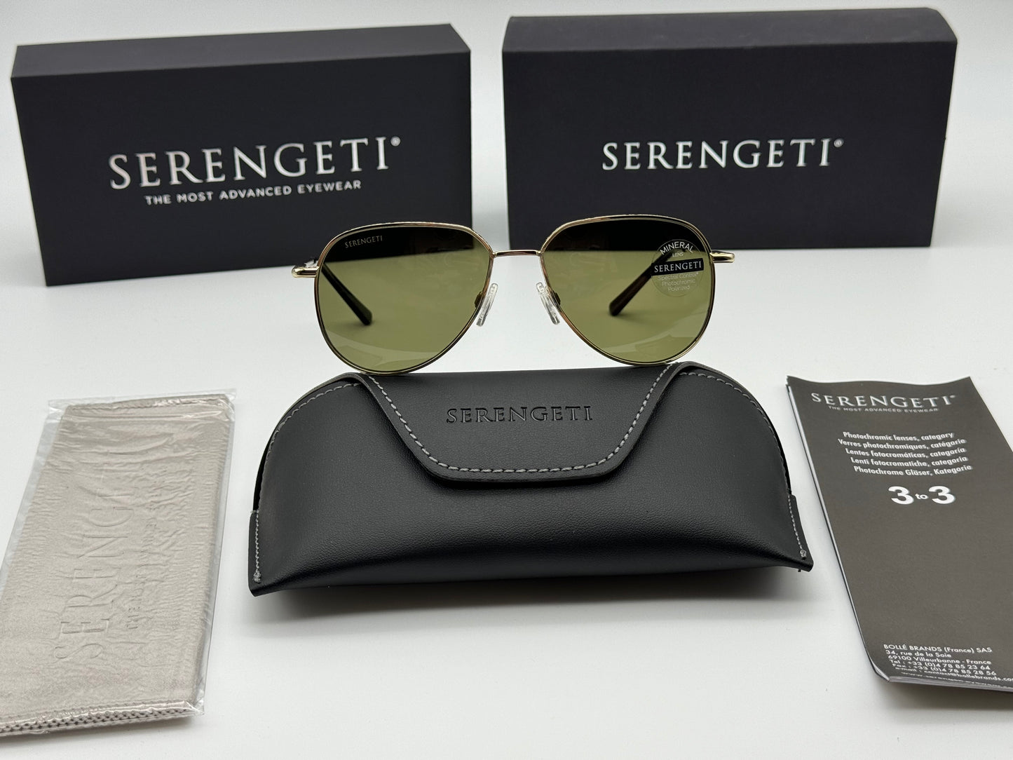 Serengeti HAYWOOD Small SS 55mm 544003  Light Light Gold 555nm Polarized Italy NEW