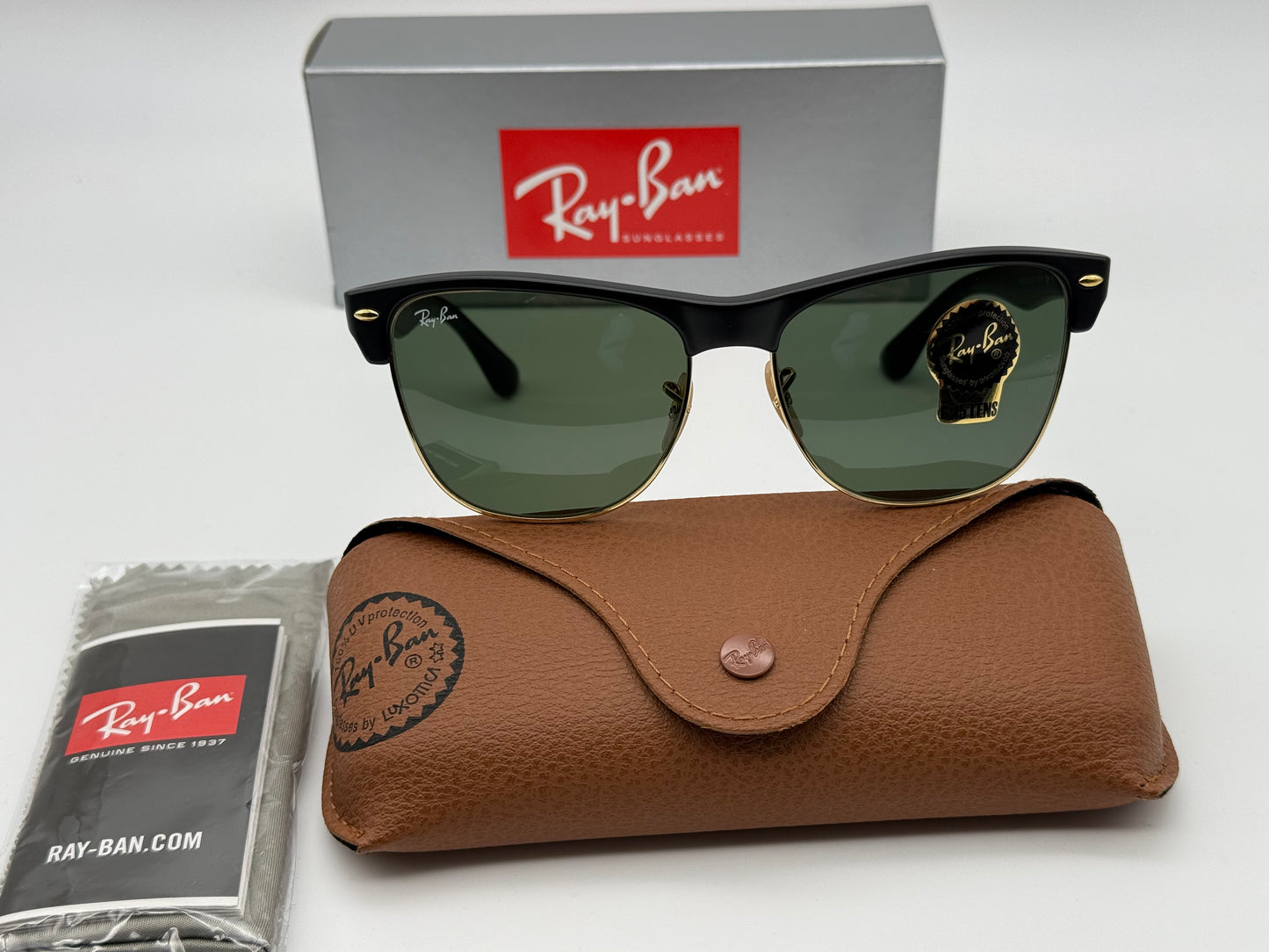 Ray-Ban Clubmaster Oversized 57mm RB 4175 Black / Gold G-15 877 Italy NEW