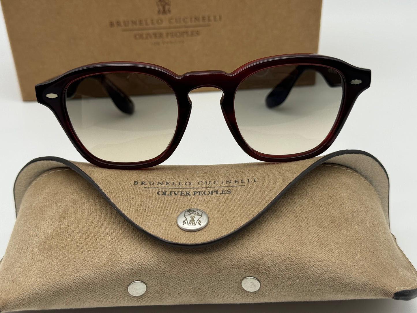 Oliver Peoples Peppe 48mm Bordeaux Bark / Shale Gradient OV 5517 167532 Brunello Cucinelli Italy NEW