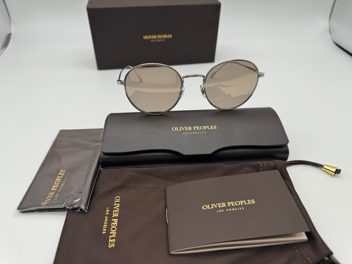 Oliver Peoples Altair 50mm Silver / Chrome Taupe Photochromic OV 1306 50365D Titanium Japan NEW