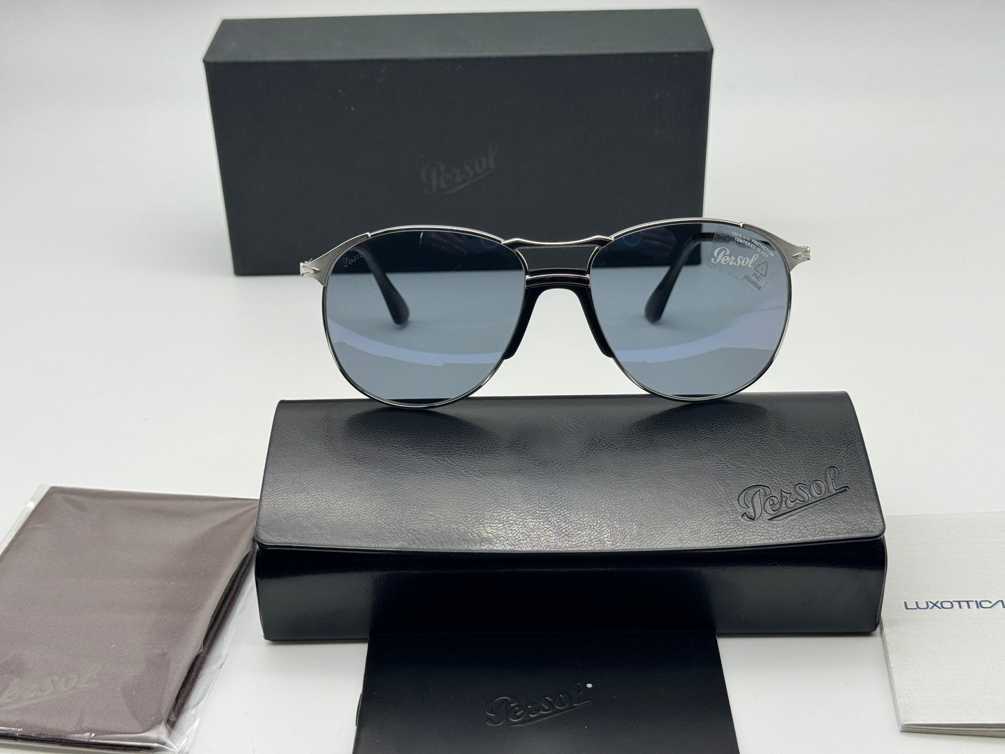 Persol PO 2649 55mm Silver / Light Blue 518 / 56 Italy NEW