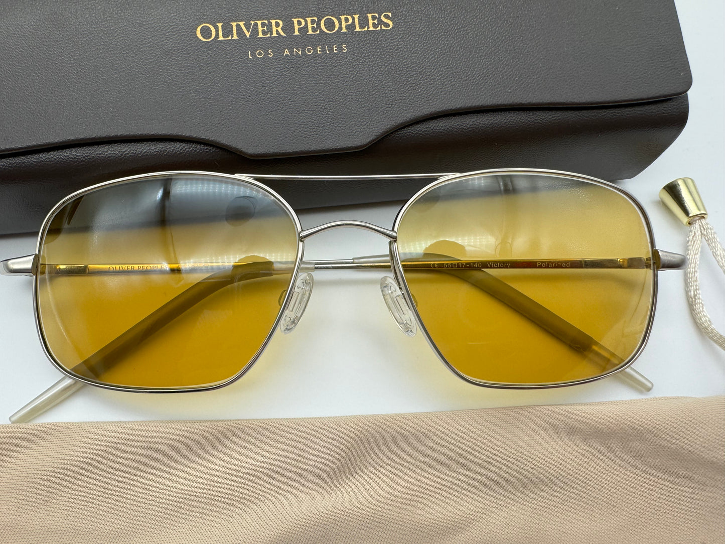 Oliver Peoples Victory 55 Silver new Yellow Glass OXP Lens Preowned
