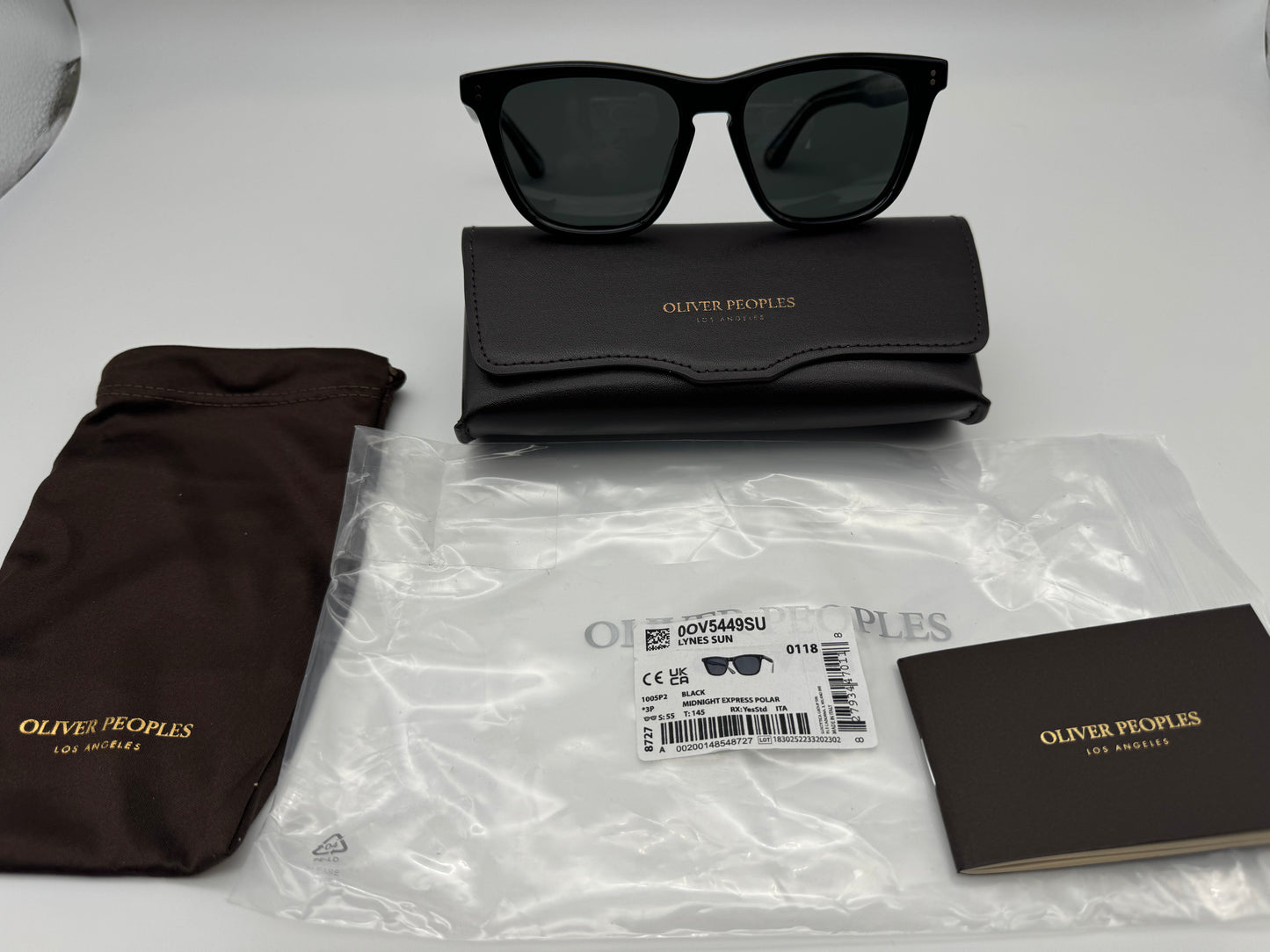 Oliver Peoples Lynes Sun 55mm Black / Midnight Express Polarized OV 5449 SU 1005P2 Italy NEW