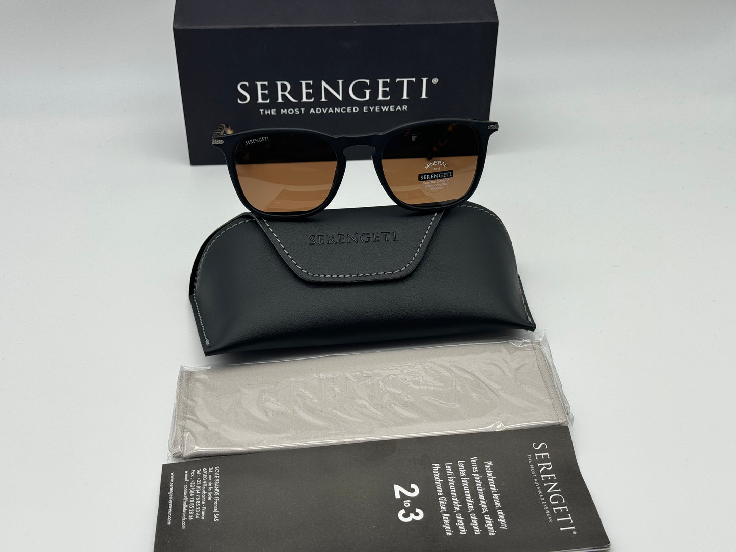 Serengeti Delio 51mm 8854 Matte Black / Polarized Drivers Mineral Glass Italy NEW