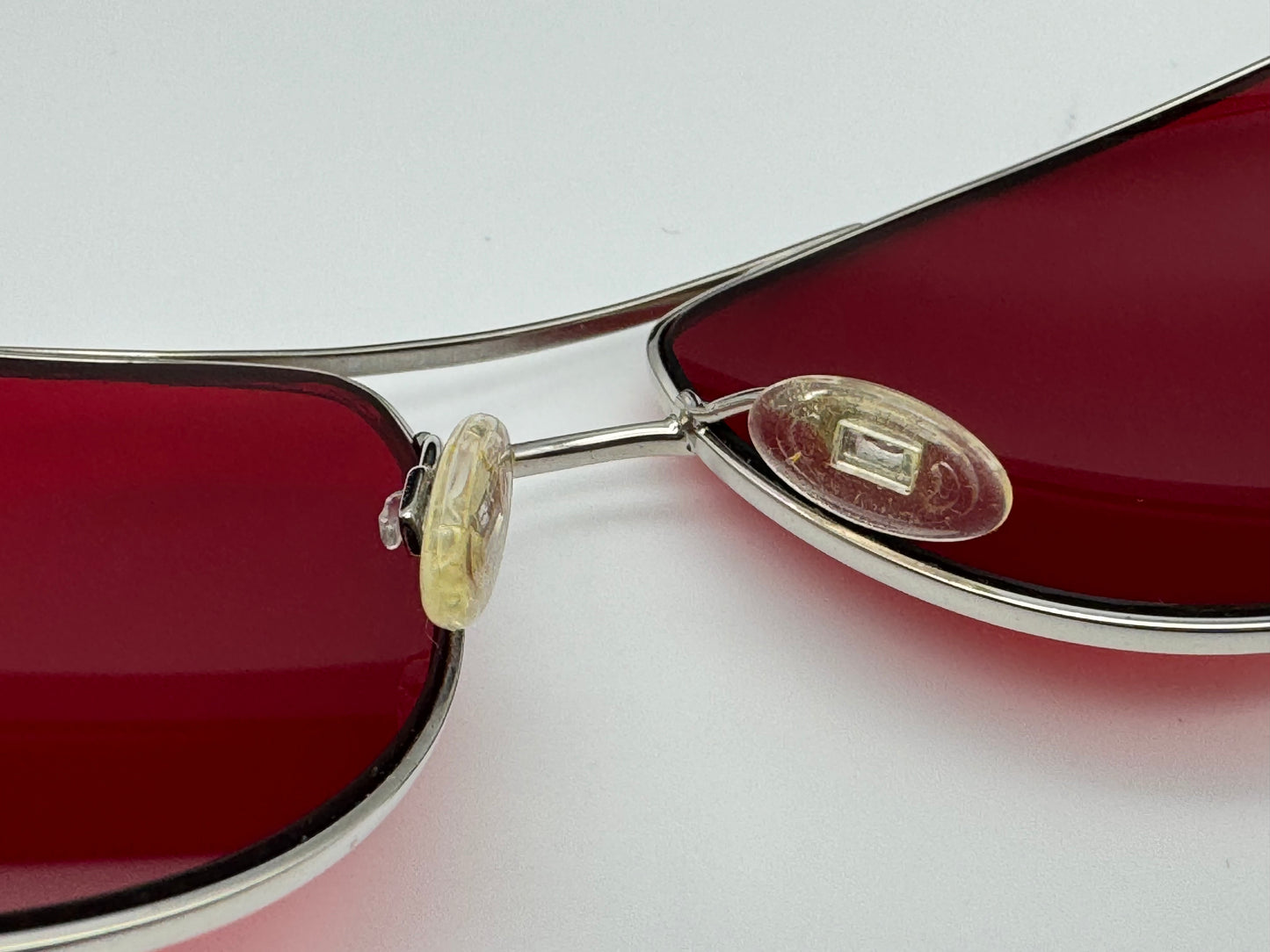 Oliver Peoples Jato 61mm Blood Red Fight Club Lenses with Silver frame made in Japan Preowned