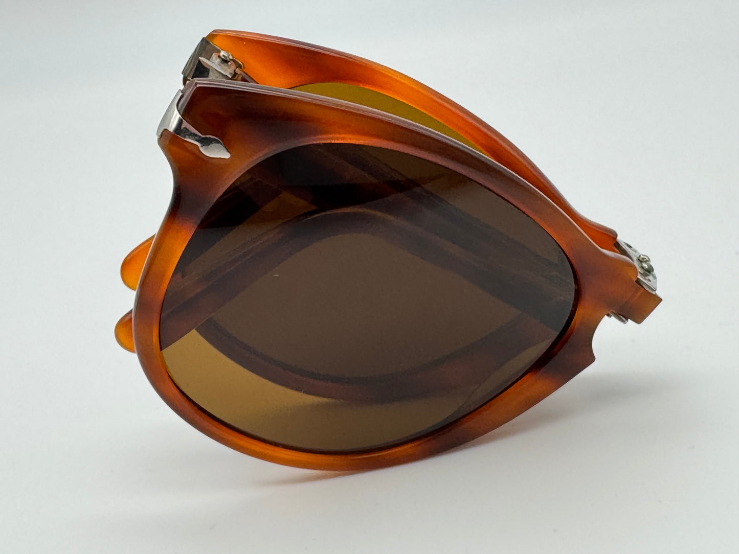 Vintage PERSOL 714 Steve McQueen 54mm Folding 1980s Havana Original Brown Glass Lens with lens etching 157 97 Italy