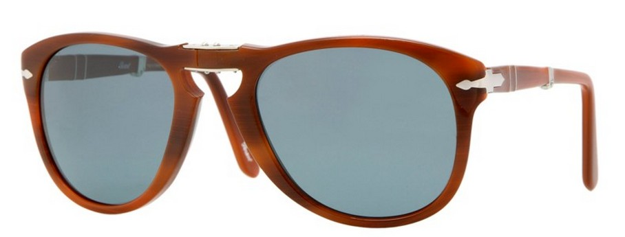 Persol 714 52mm Rare Stripped Nut / Blue Polarized Photochromic Lens 957 / 4N Folding Italy Preowned