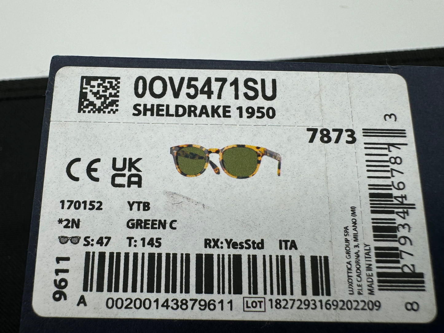 Oliver Peoples Sheldrake 1950 47mm folding OV 5471 YTB / Green C 170152 Italy NEW