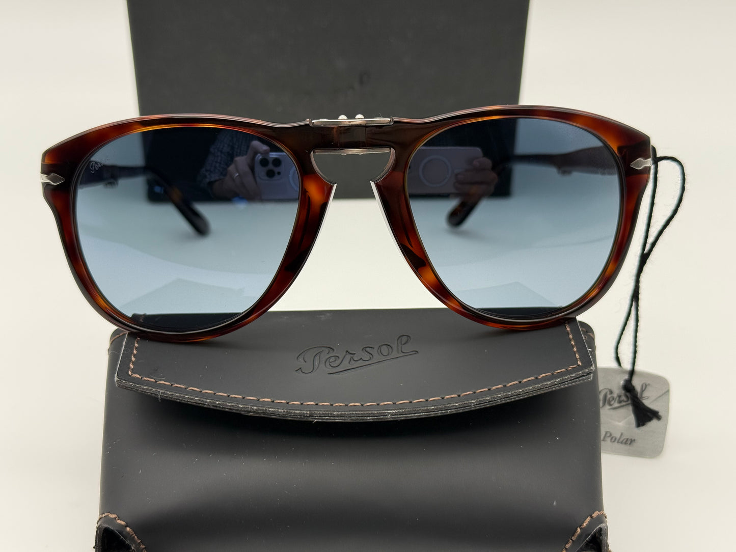 Persol PO 714 Folding 54mm Havana / Polarized Gradient Blue 24/S3 Italy NEW