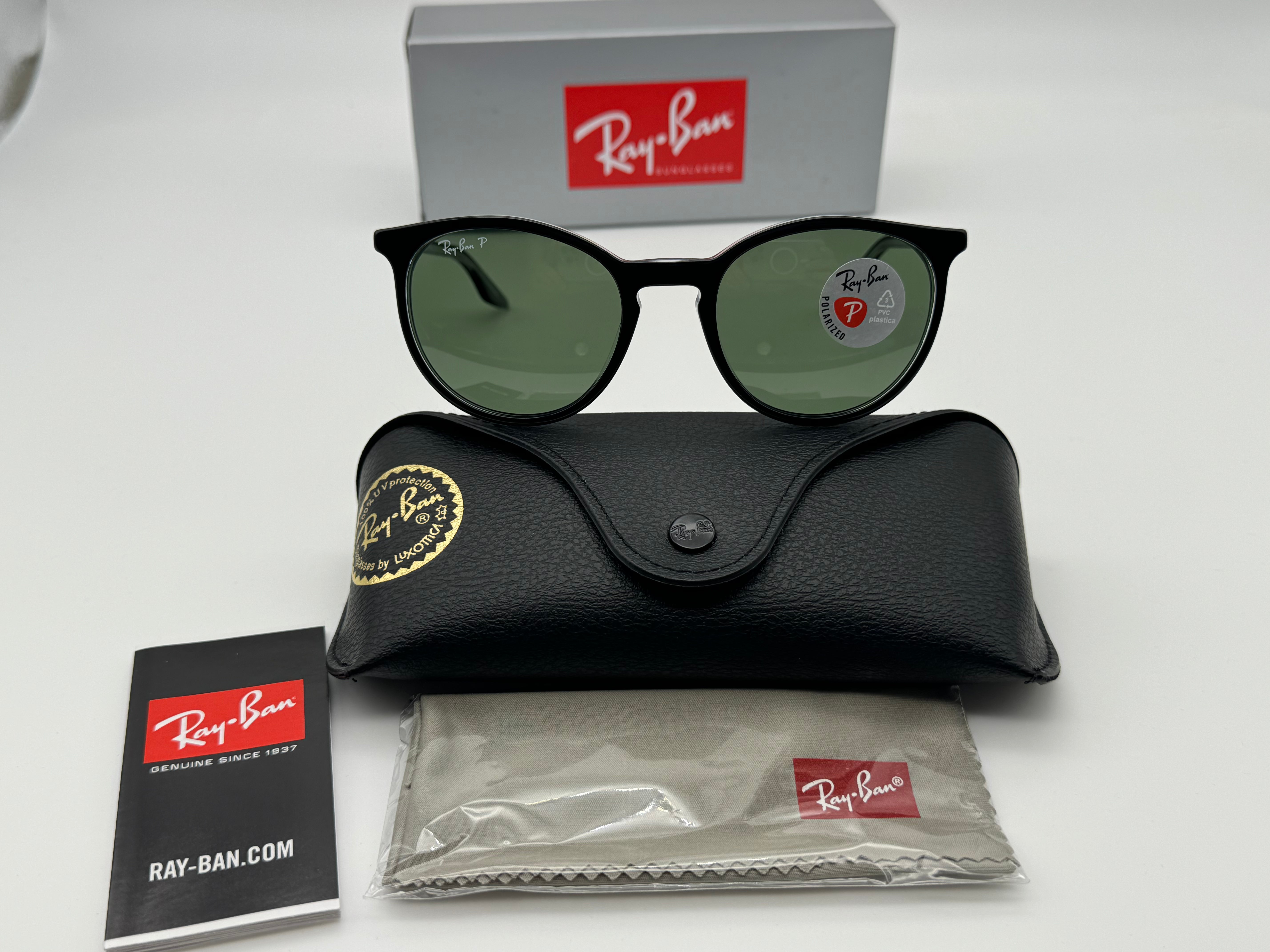 Ray-Ban RB 2204 51mm Black Transparent Acetate G15 Polarized Green 919 ...