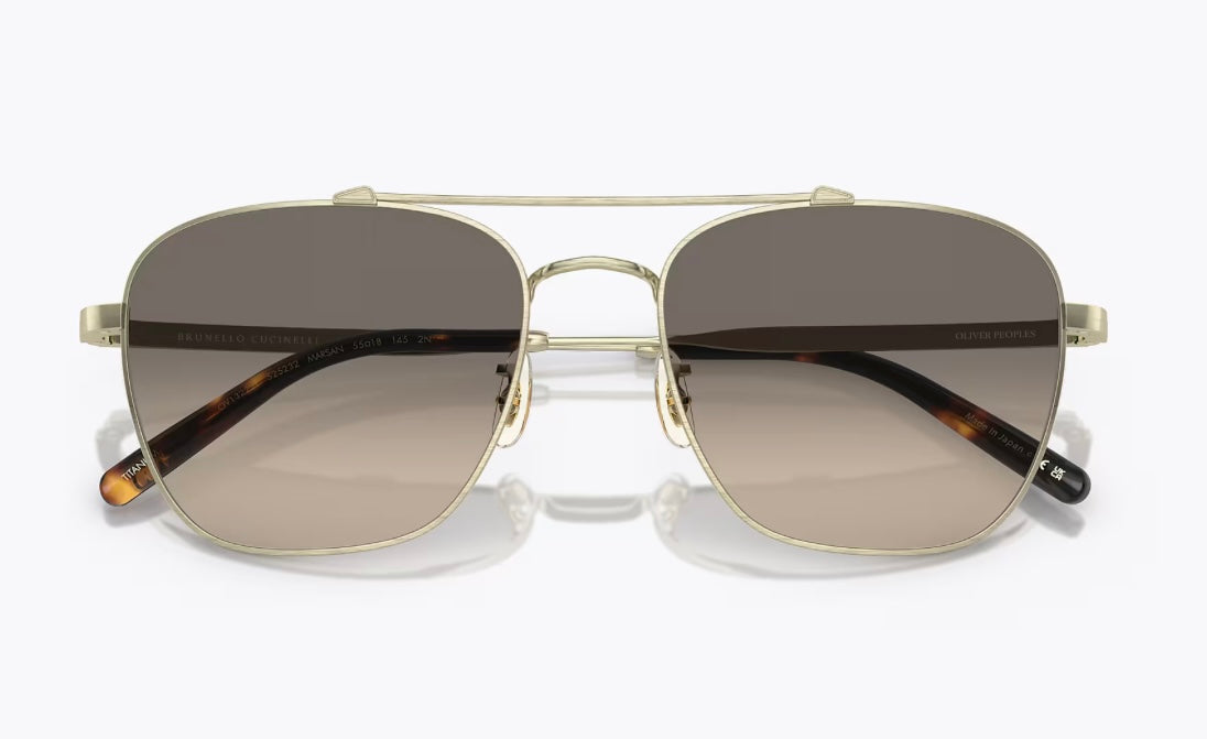 Oliver Peoples Marsan 55mm Brunello Cucinelli OV 1322 ST 525232 Titanium Brushed Gold / Shale Gradient Japan NEW