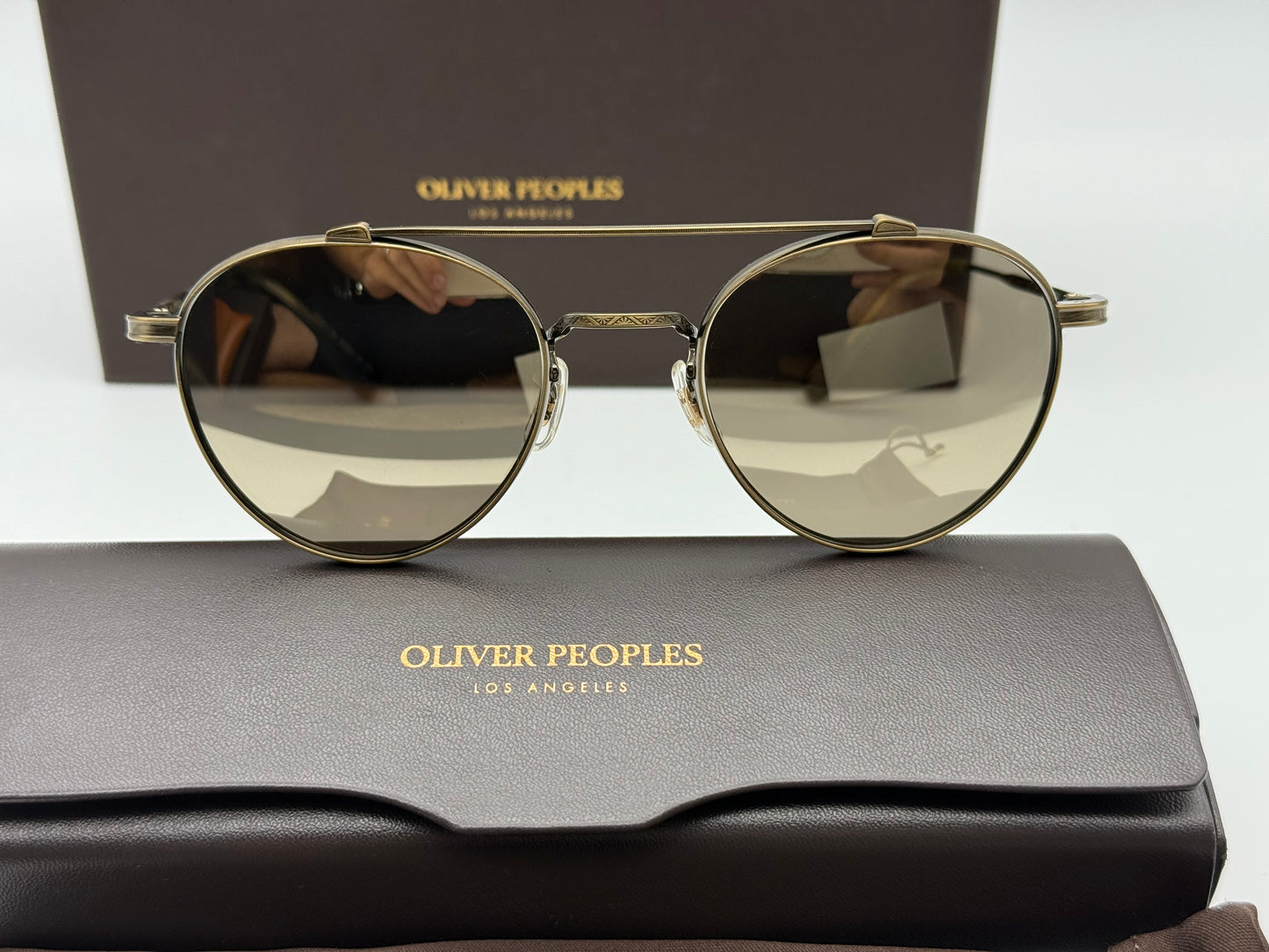 Oliver Peoples Sunglasses Watts Sun 49mm Aviator Gold Titanium OV 1223 ST 51246G NEW