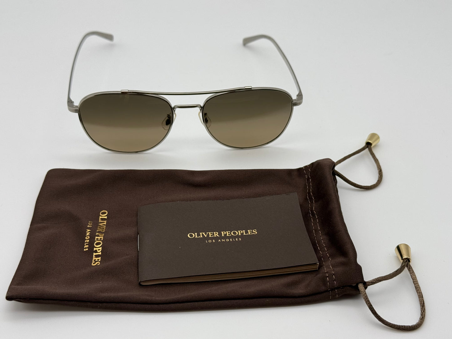 Oliver Peoples Rivetti 55mm OV 1335 5036GB Silver / Sandstone Gradient Polarized Titanium Japan NEW missing box