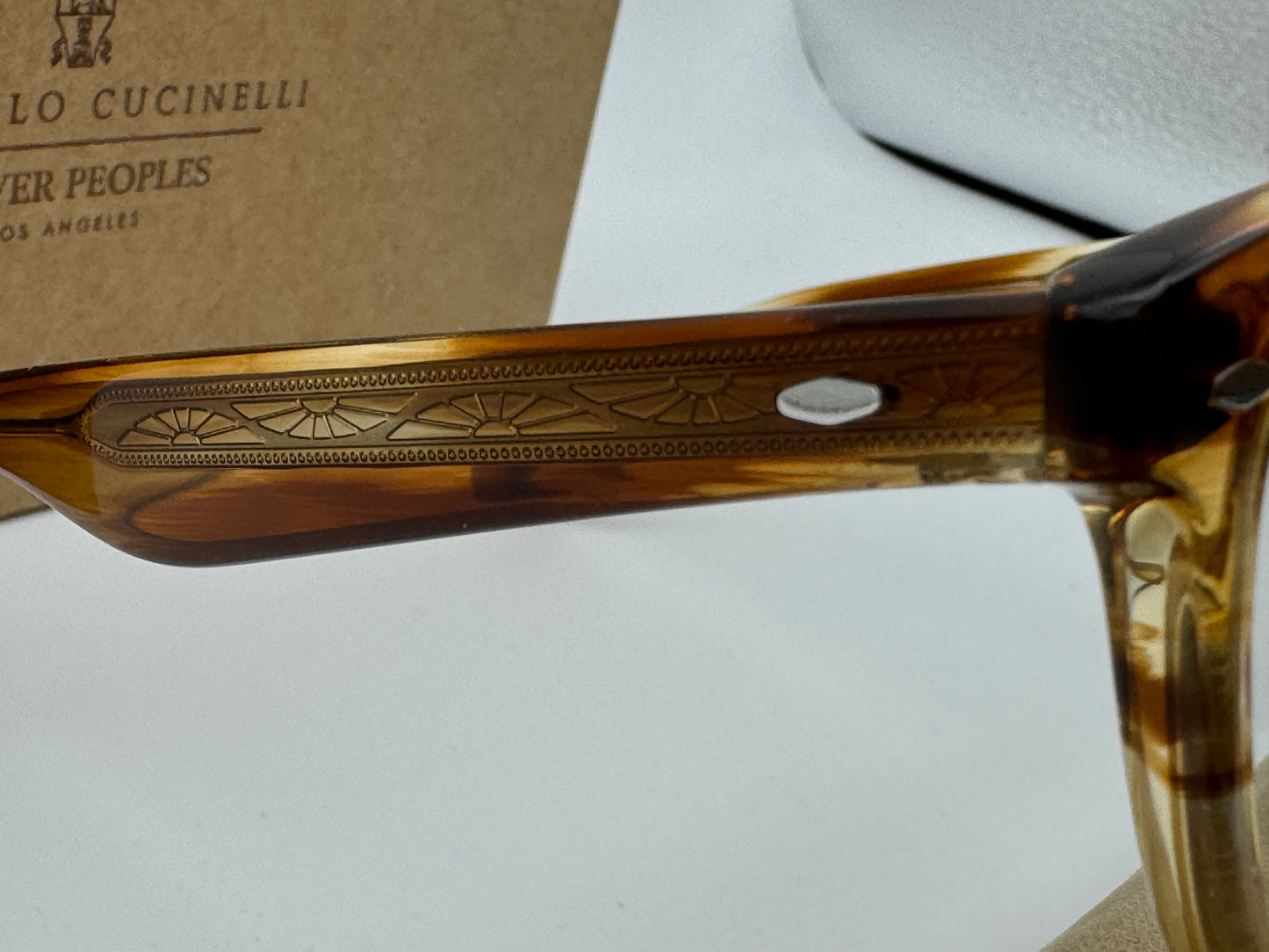 Oliver Peoples x Brunello Cucinelli Jep 49mm OV 5485 1674 Honey VSB / Blue Light Filter Lens Italy NEW