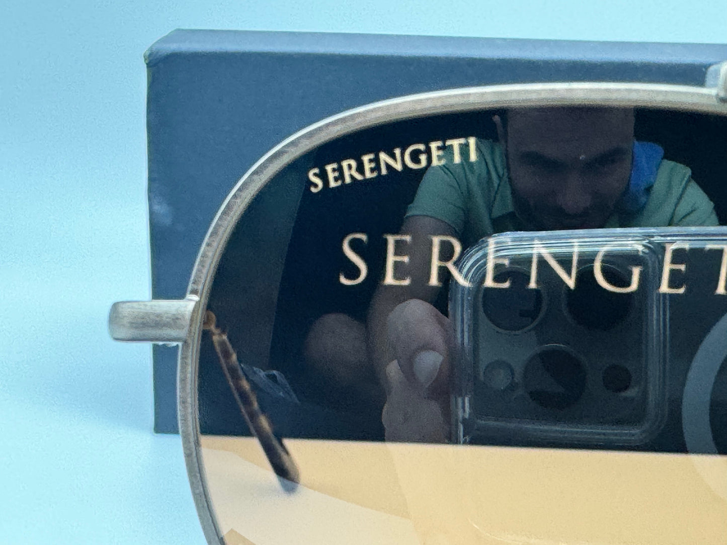 Serengeti Pete 58mm SS 599004 Polarized Drivers Photochromic Lens Brushed Bronze / Shiny Havana Tips Italy NEW