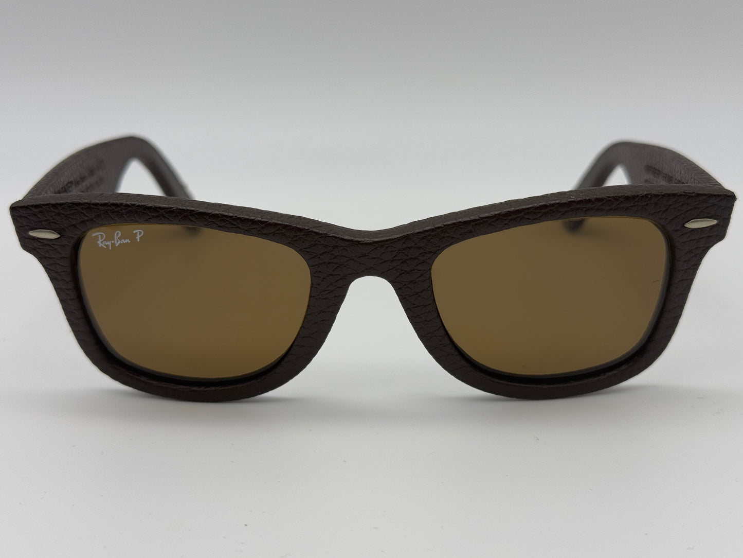 Ray-Ban Wayfarer Genuine Leather Craft 50mm RB 2140 QM 1153 / N6 Brown Polarized P3 Plus Lens Preowned