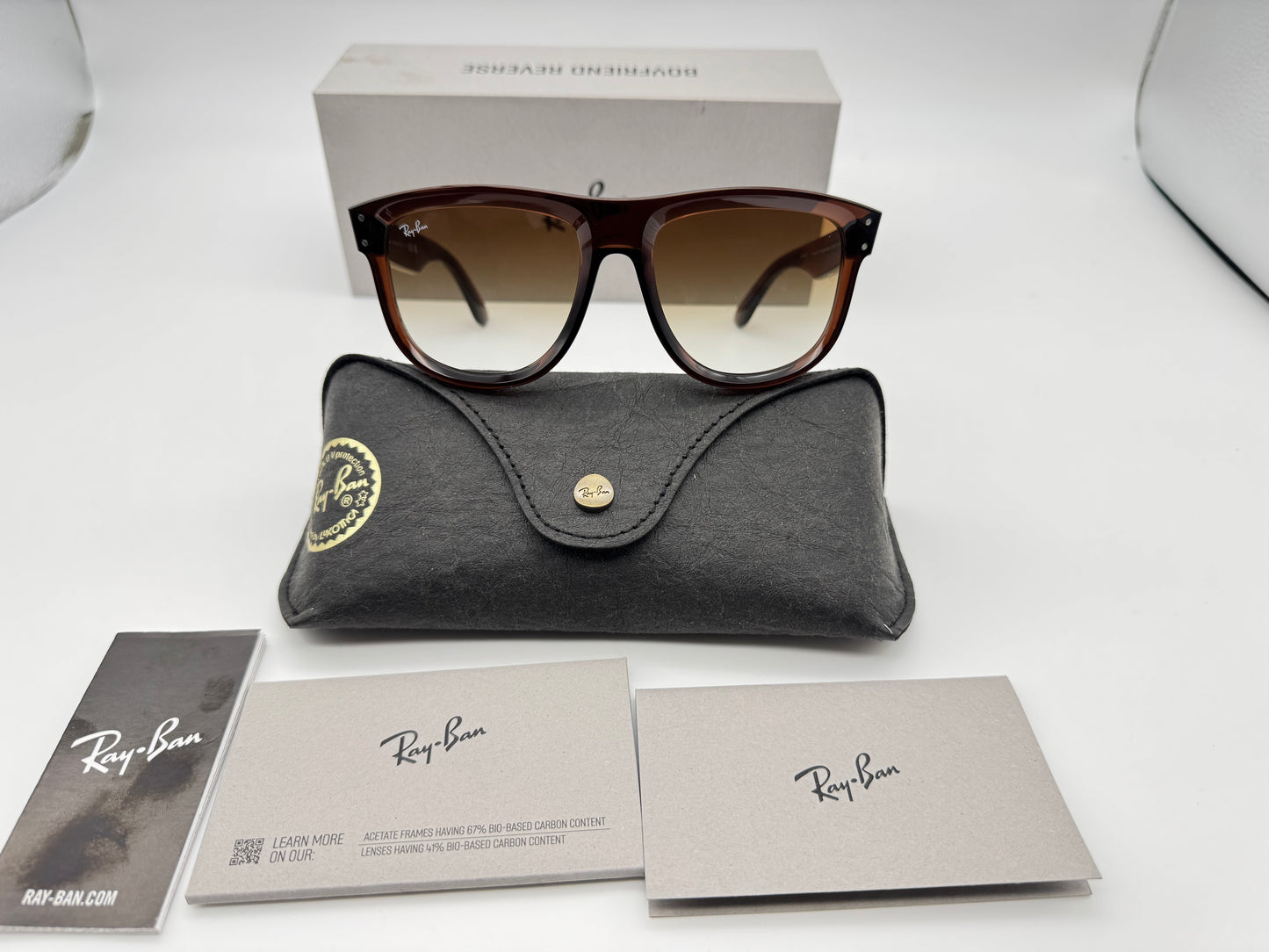 Ray-Ban Boyfriend Reverse 56mm Transparent Brown / Clear Gradient Brown 6709CB RBR 0501 Italy NEW