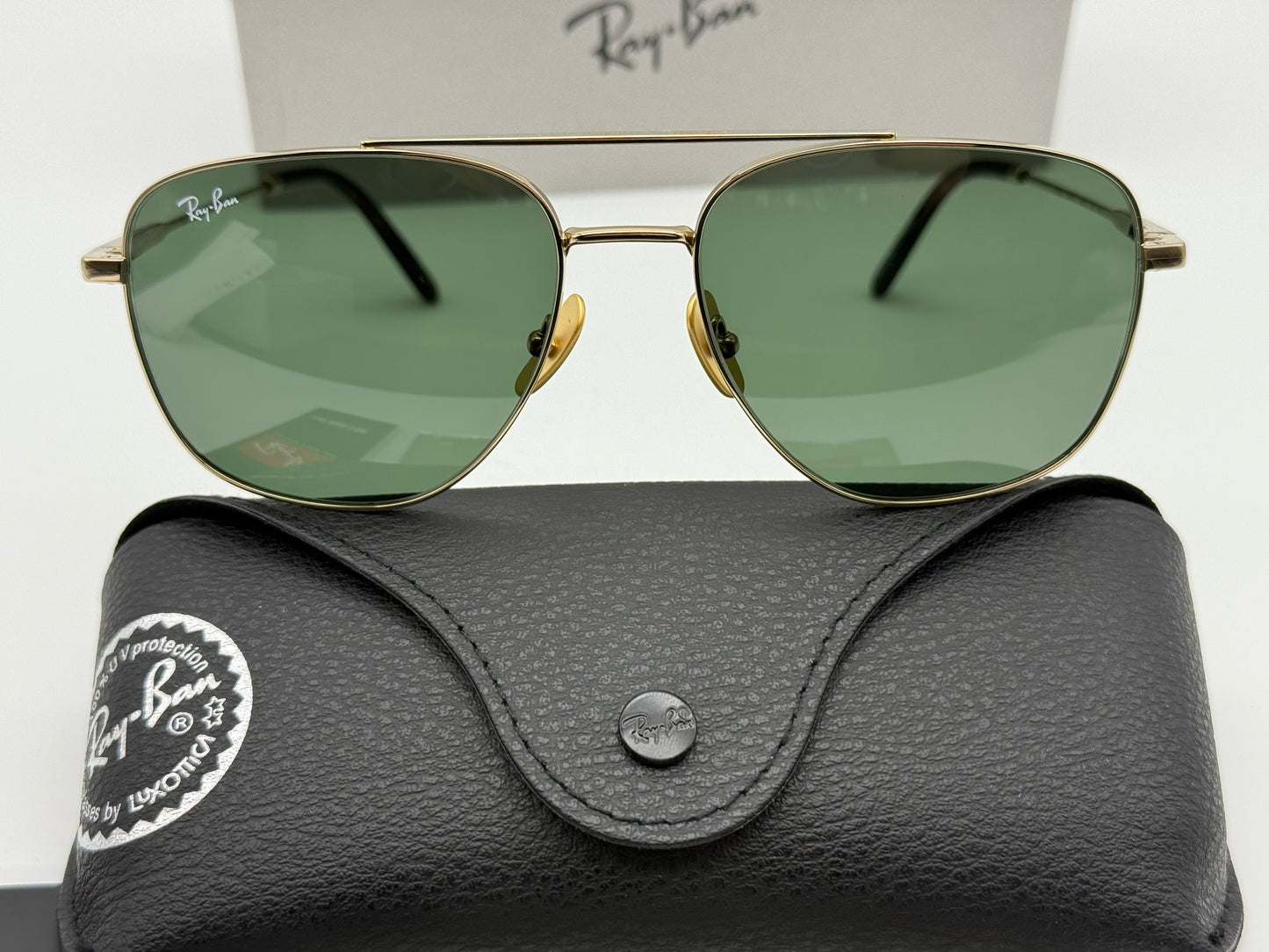 Ray-Ban William Titanium 59mm Gold / Green G 15 RB 8097 926531 Japan NEW