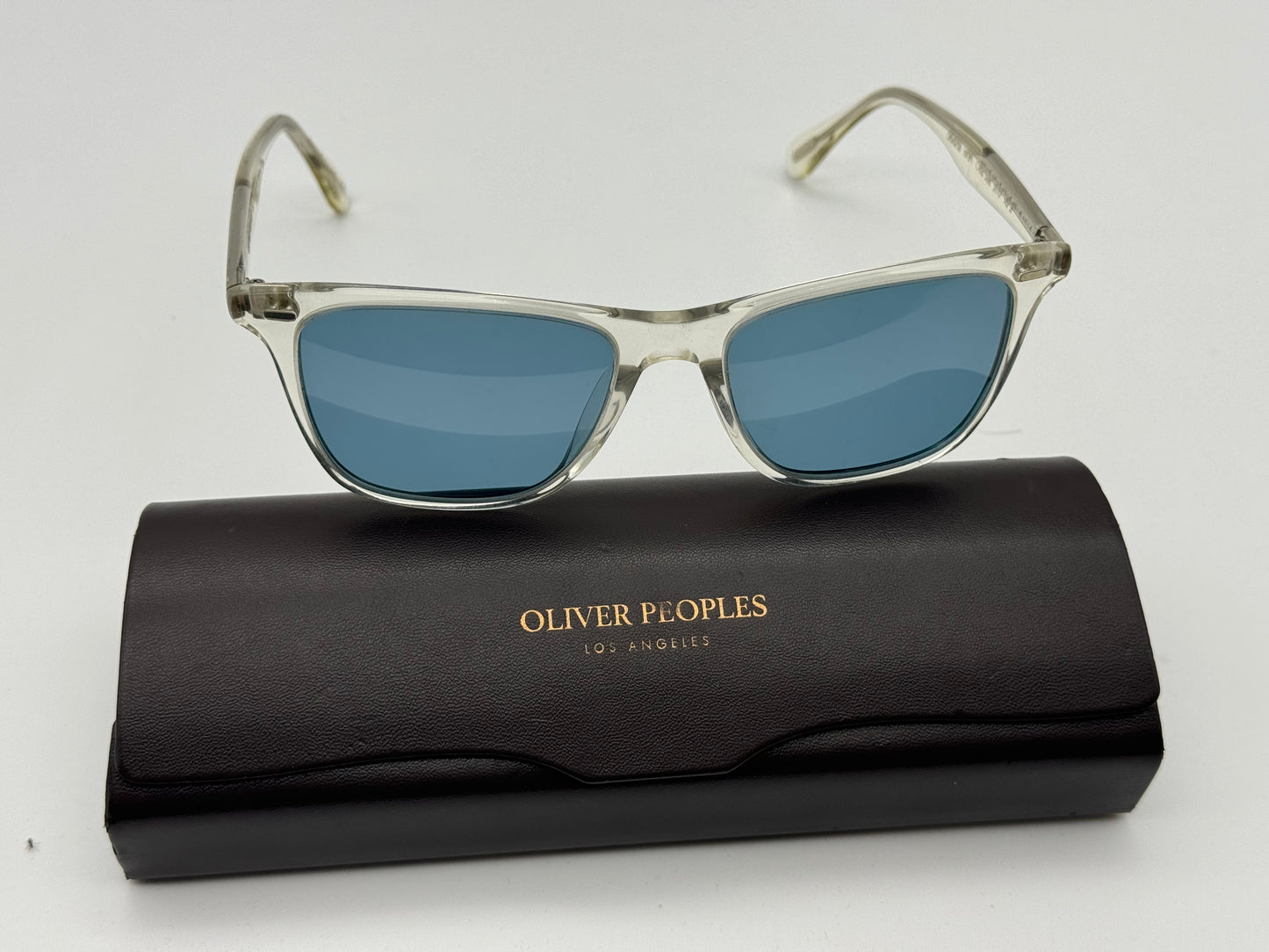 Oliver Peoples Ollis 51mm Pale Citrine / Teal Polarized OV5437SU 1692P1 Italy Preowned