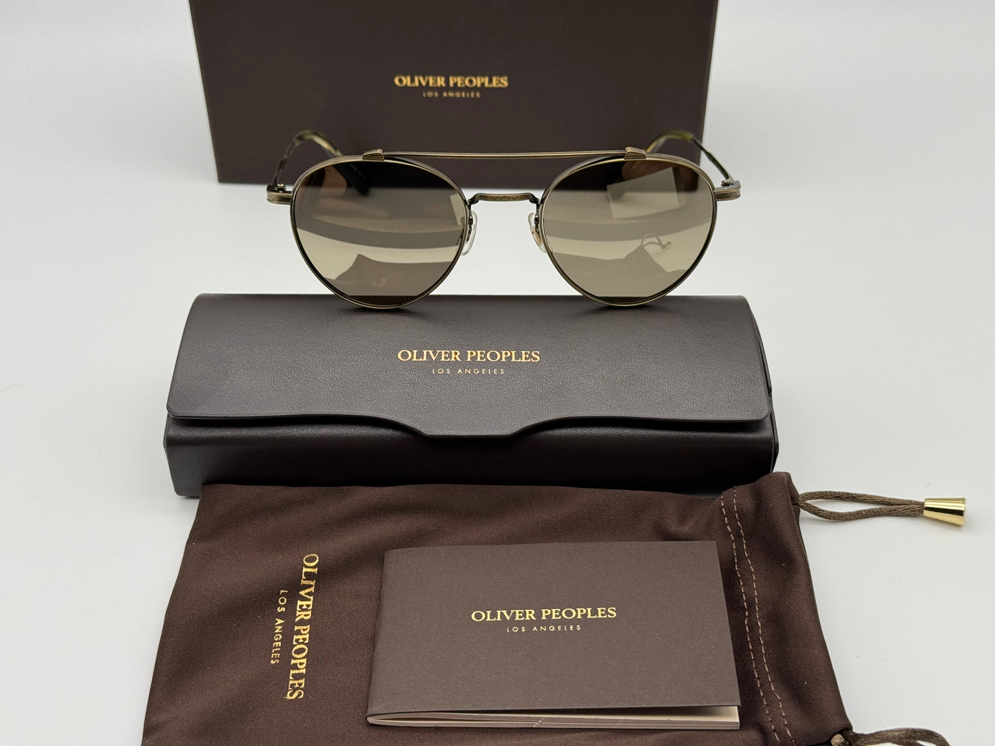 Oliver Peoples Sunglasses Watts Sun 49mm Aviator Gold Titanium OV 1223 ST 51246G NEW