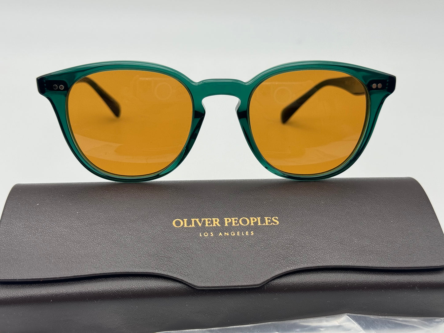 Oliver Peoples Desmon Sun 50mm OV 5454 Translucent Dark Teal / Cognac 176353 Italy NEW