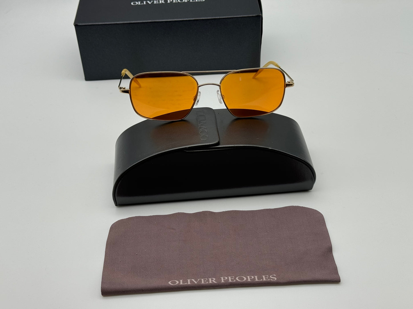 Oliver Peoples Victory 55 Gold VFX Cognac Burn Notice Michael Weston Rare Polarized Preowned