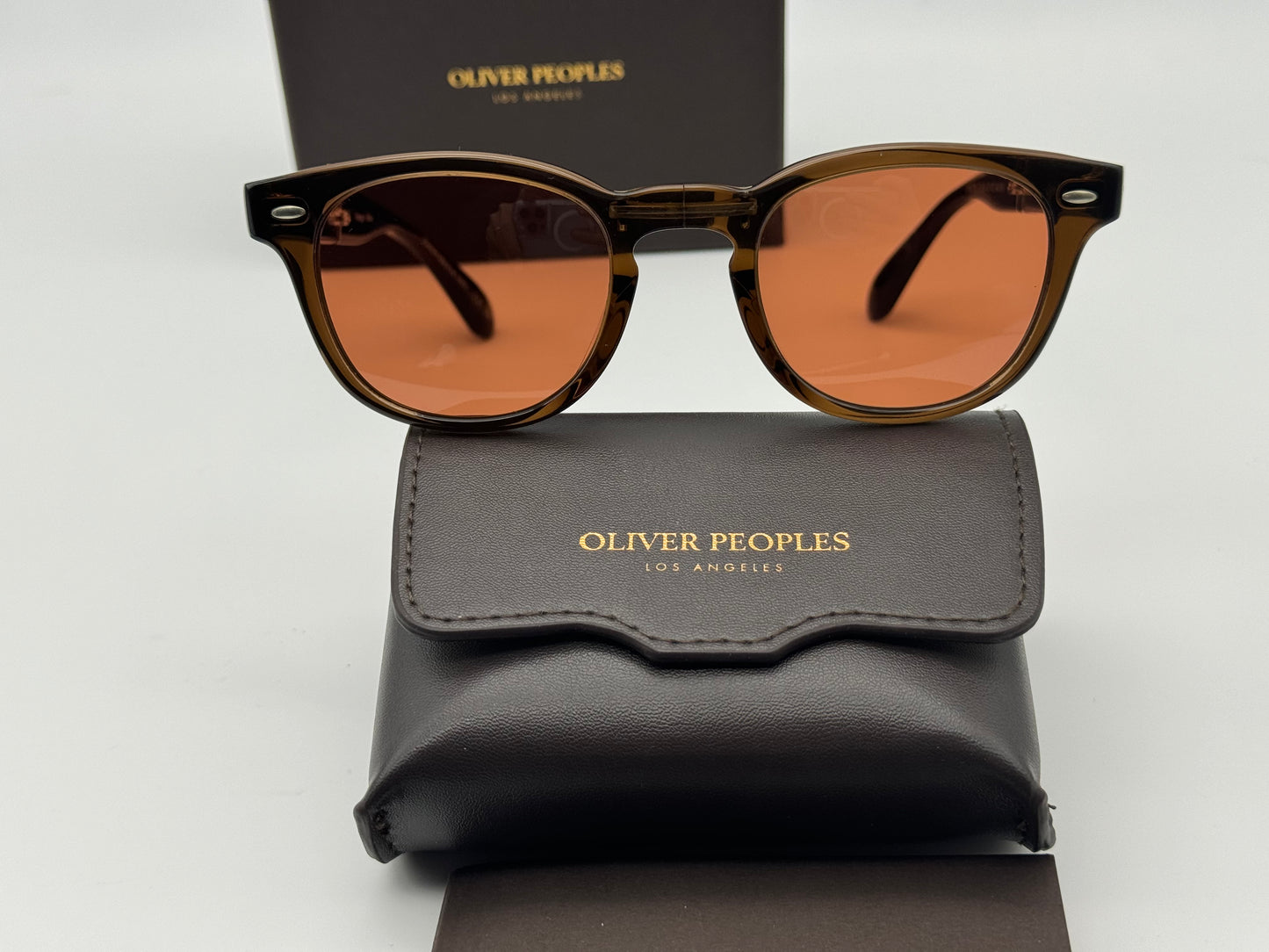 Oliver Peoples Sheldrake Folding 1950 47mm Dark Military / Persimmon 157653 Italy NEW