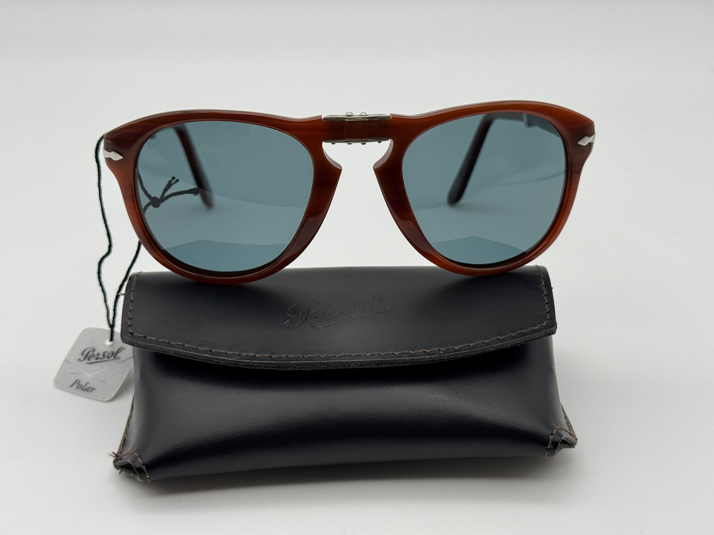 Persol 714 52mm Rare Stripped Nut / Blue Polarized Photochromic Lens 957 / 4N Folding Italy Preowned