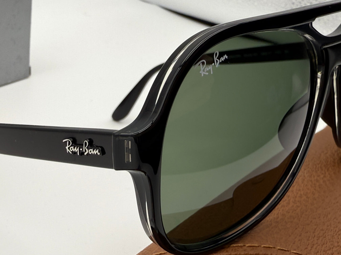 Ray-Ban Powderhorn 58mm Black Transparent/ G-15 RB 4357 654531 Italy NEW