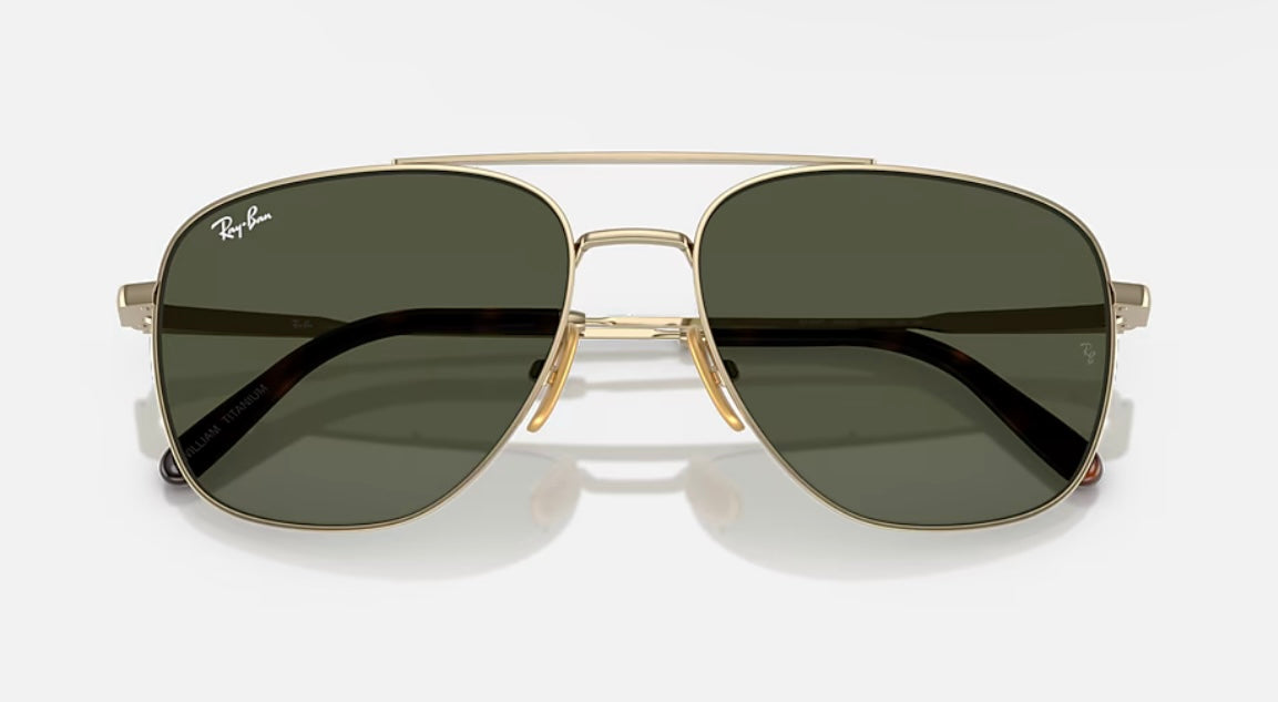 Ray-Ban William Titanium 59mm Gold / Green G 15 RB 8097 926531 Japan NEW