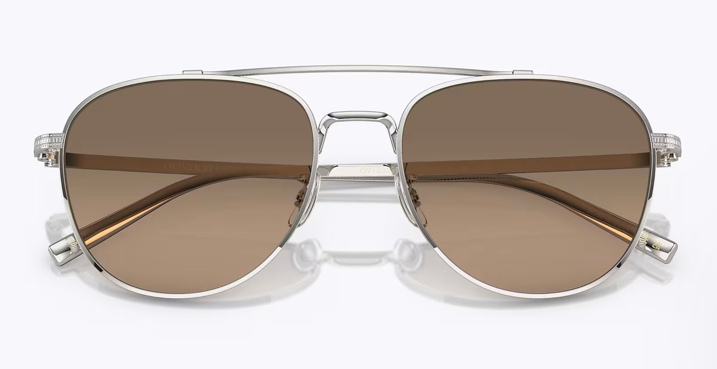 Oliver Peoples Rivetti 55mm OV 1335 5036GB Silver / Sandstone Gradient Polarized Titanium Japan NEW missing box