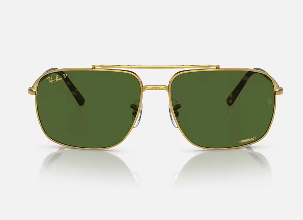 Ray-Ban RB 3796 59mm Gold / Dark Green Chromance Polarized 9196P1 Preowned