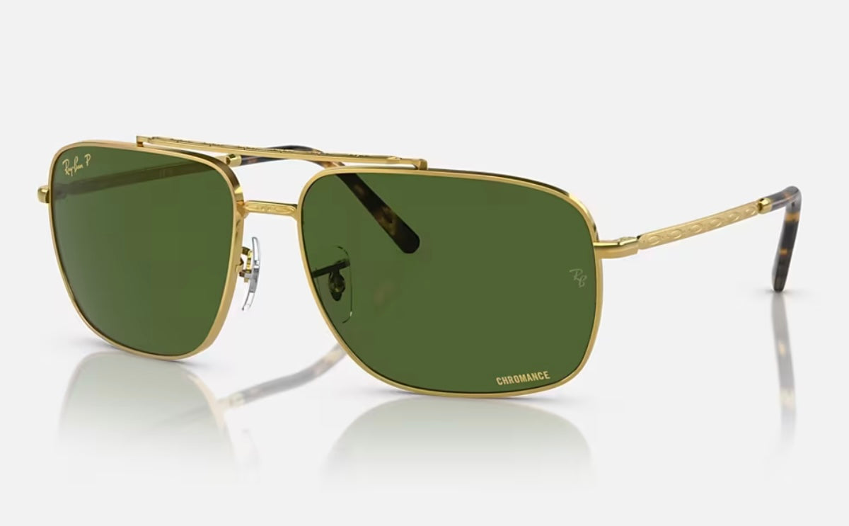 Ray-Ban RB 3796 59mm Gold / Dark Green Chromance Polarized 9196P1 Preowned