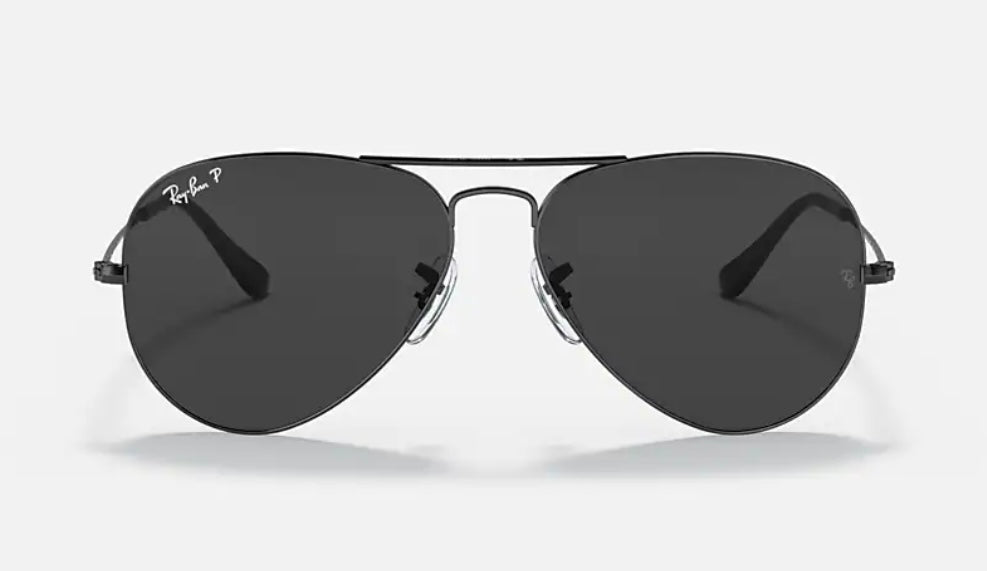 Ray Ban Aviator Total Black RB 3025 002 48 Black Polarized Italy NEW Shade Review Store