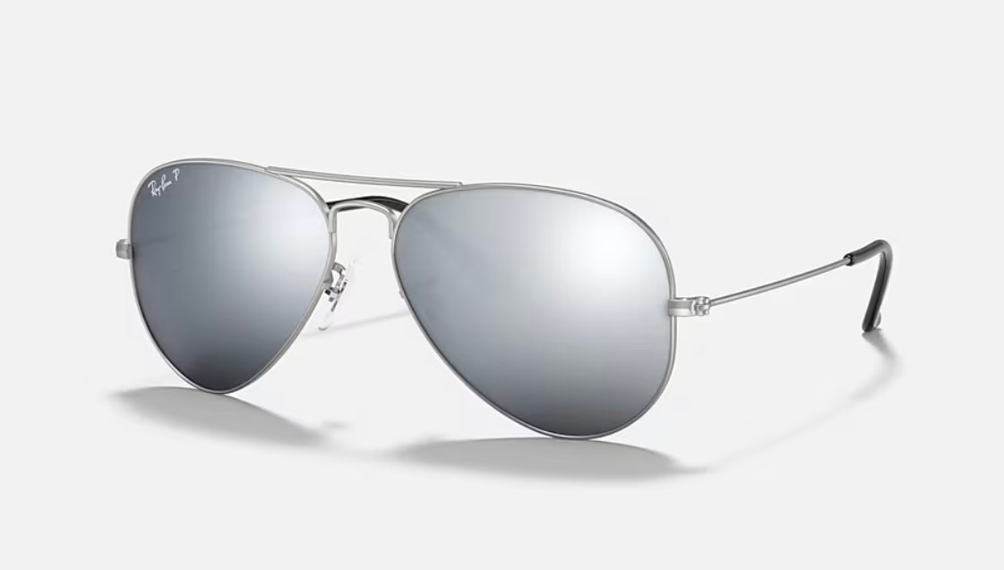 Ray-Ban Aviator 58mm RB 3025 Matte Silver / Dark Gray Mirror Italy NEW