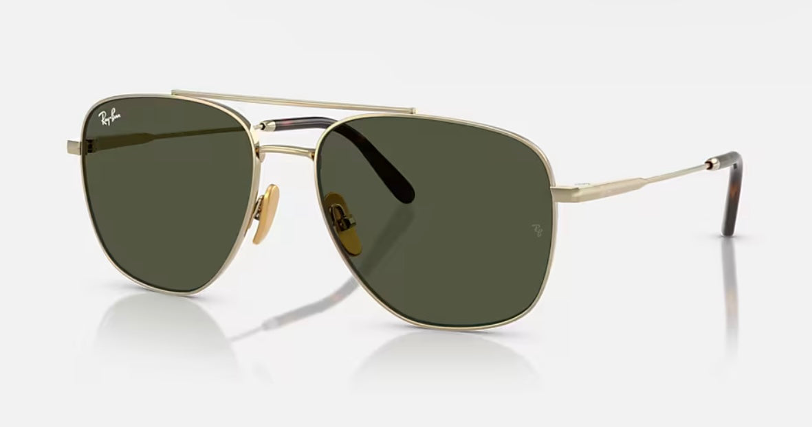 Ray-Ban William Titanium 59mm Gold / Green G 15 RB 8097 926531 Japan NEW