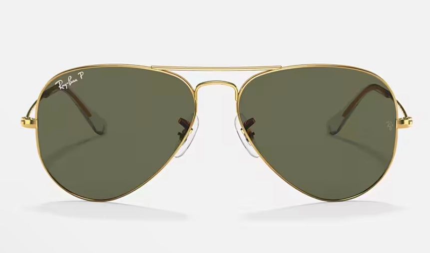 Ray-Ban Aviator 55mm RB 3025 Gold / G-15 Polarized 001/58 Italy NEW