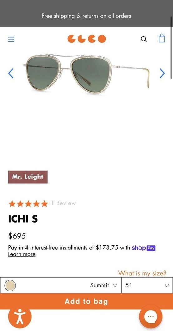 Mr Leight Ichi 51mm Summit Titanium Aviator G-15 Polarized Lens Retail $695 Japan NEW