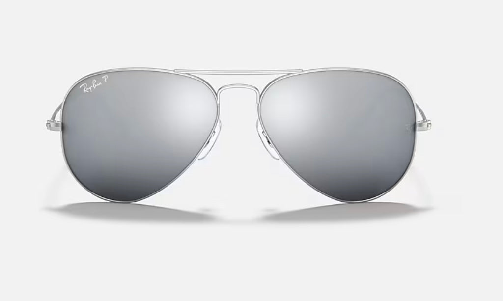 Ray-Ban Aviator 58mm RB 3025 Matte Silver / Dark Gray Mirror Italy NEW