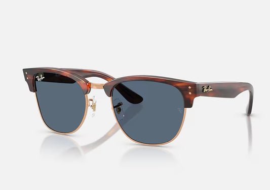 Ray-Ban Clubmaster Reverse 51mm Stripped Havana on Rose Gold / Dark Blue 13983A NEW