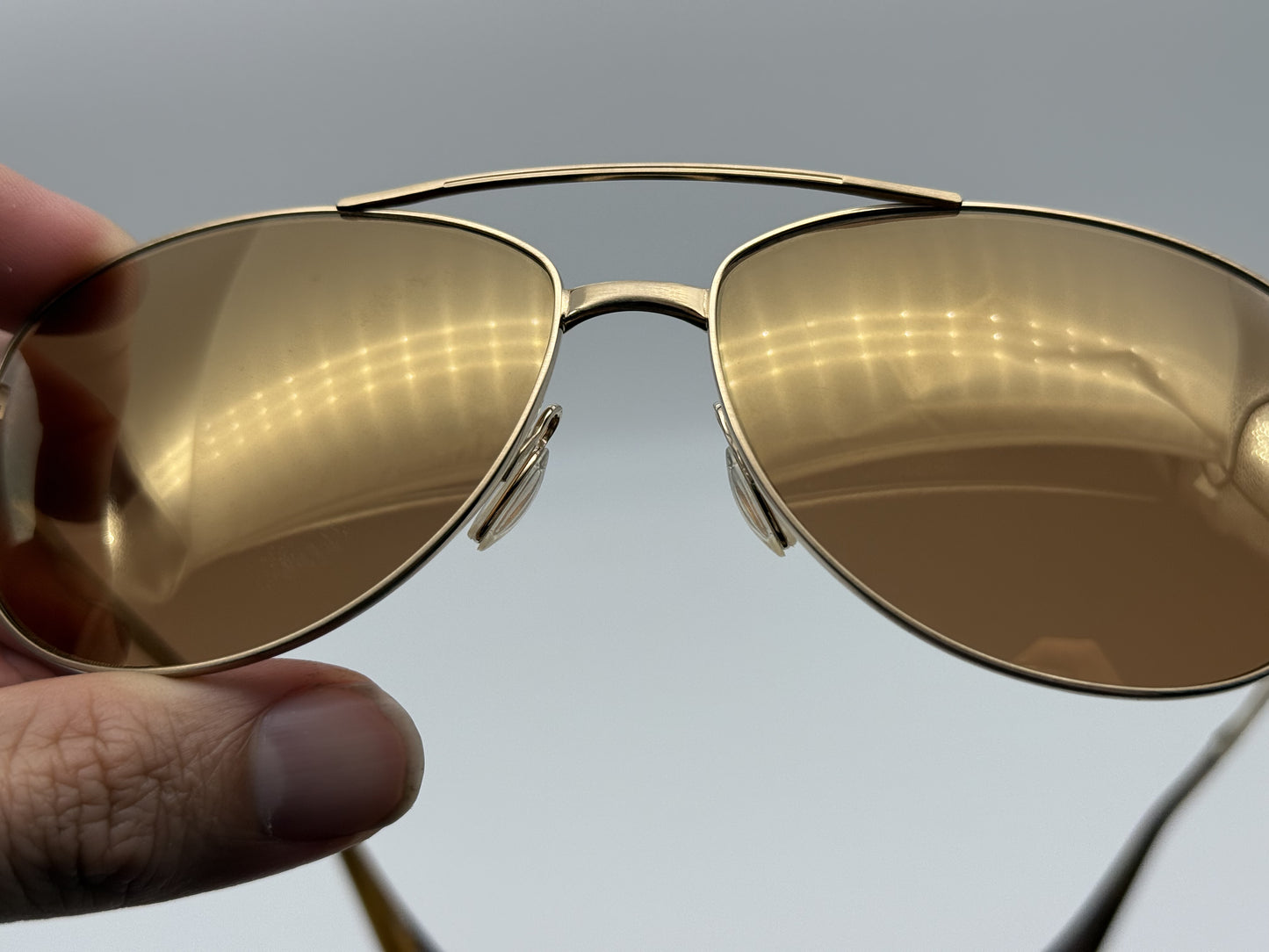 Oliver Peoples Bergman 61mm Custom Sunglasses | Brushed Gold / Peach Gold Mirror Missing Box