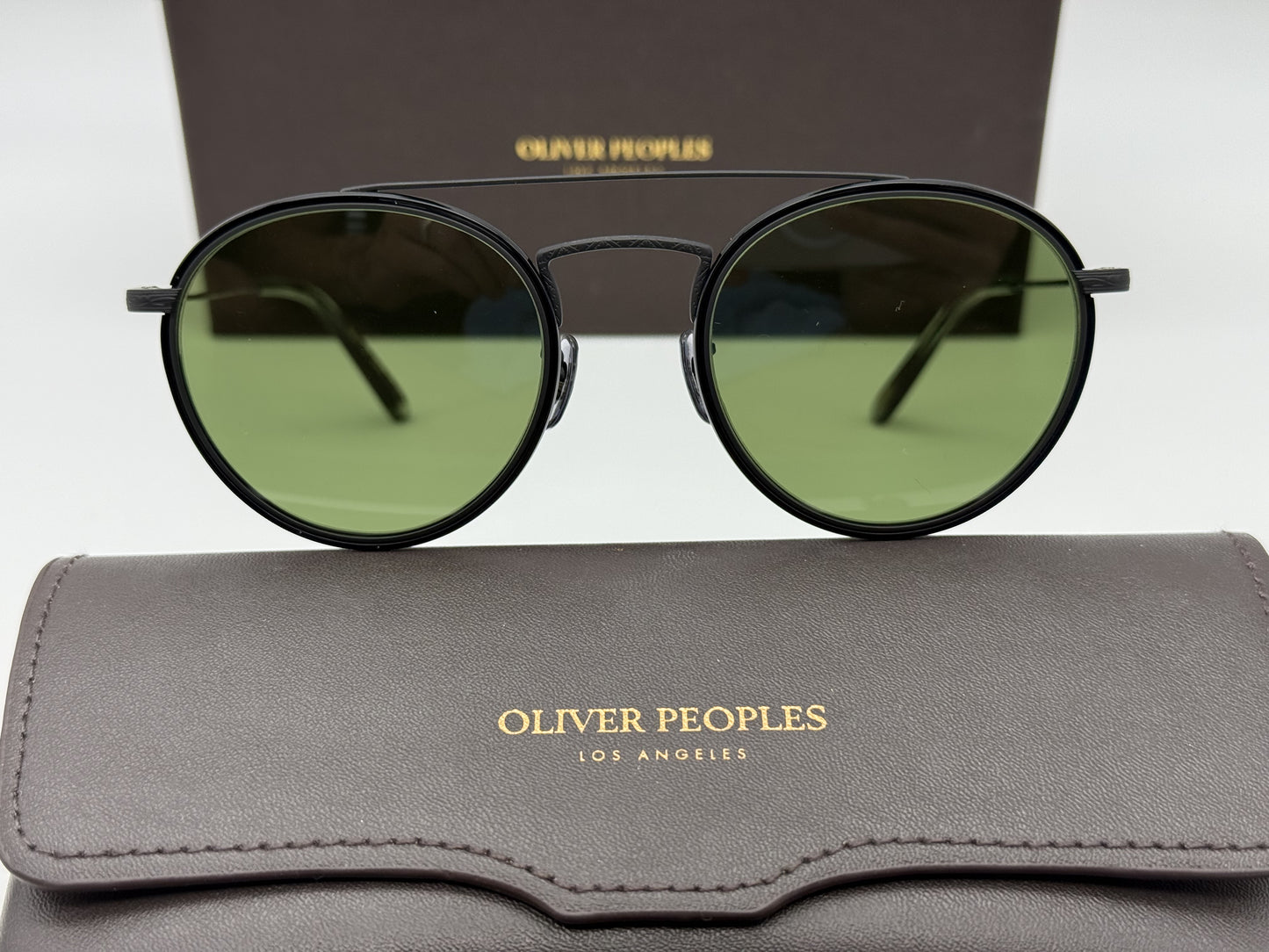 Oliver Peoples Ellice 50mm titanium OV 1235ST 506252 Matte Black / Green Glass Japan NEW