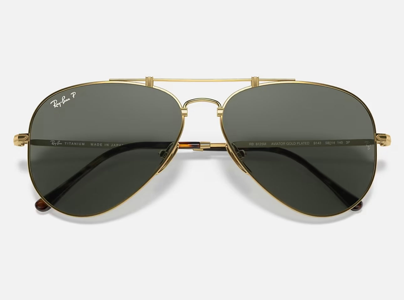 Ray Ban Aviator Titanium 58mm Gold Plated Limited Edition RB8125M 9143 58 14 Made In Japan Preowned