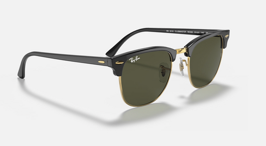 Ray-Ban Clubmaster 51mm Black / Gold G-15 W0365 Italy New