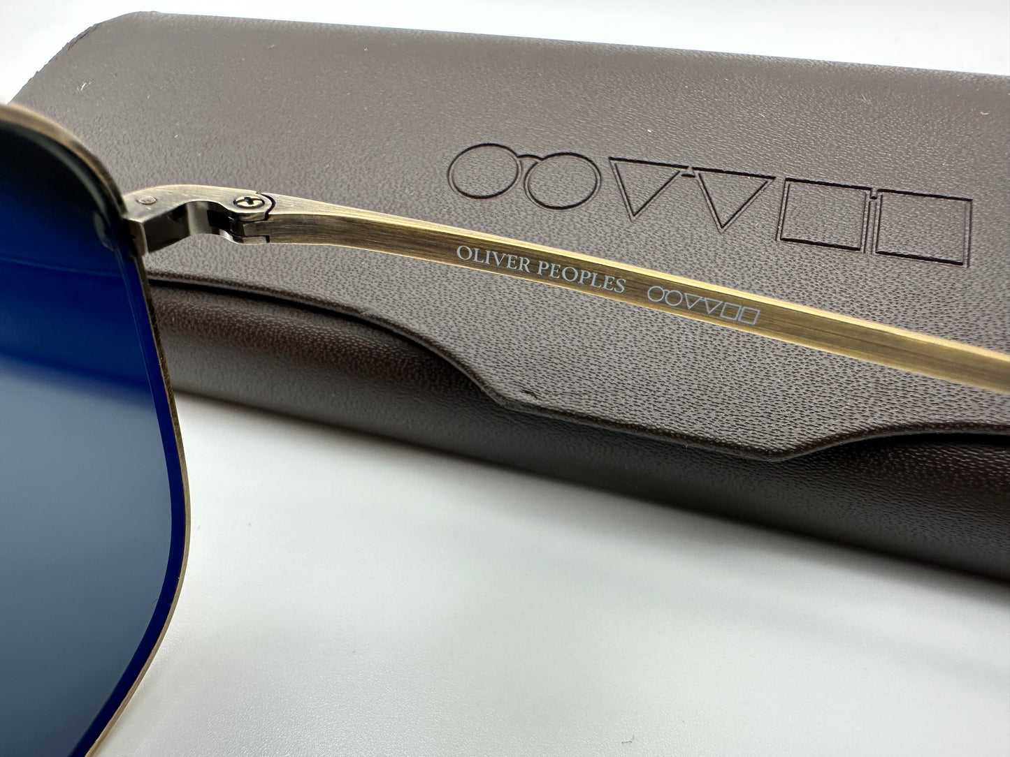 Oliver Peoples Shaefer VFX POLARIZED 55mm OV 1146 ST 5039/P1 Titanium Antique Gold Green PREOWNED