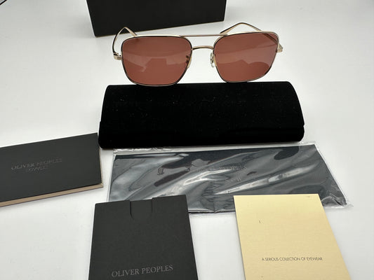 Oliver Peoples Victory The Row LA  54mmGold Titanium Aviator Sunglasses OV1246ST